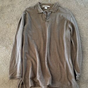 Perry Ellis Long Sleeve Brown Polo Shirt